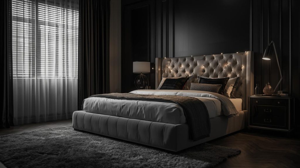 a luxurious best queen size bed with soft-close storage