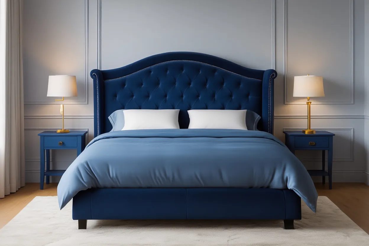 double bed with bookshelf storage