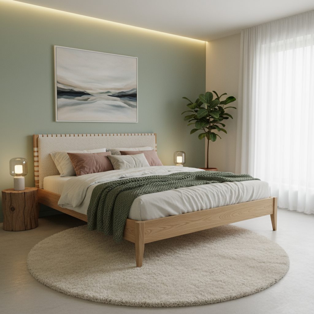 luxurious double bed with built-in nightstand storage