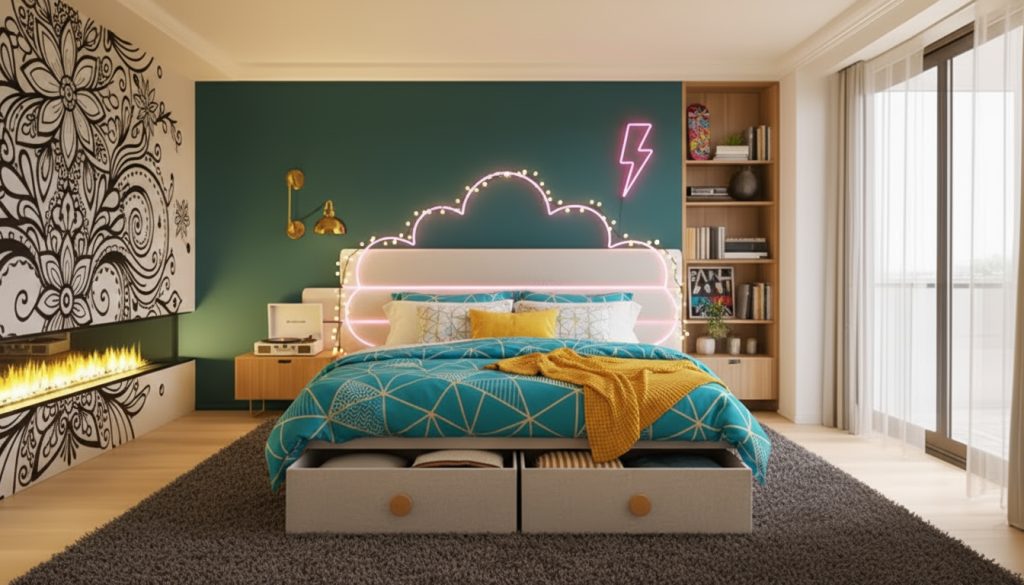 queen size bed storage