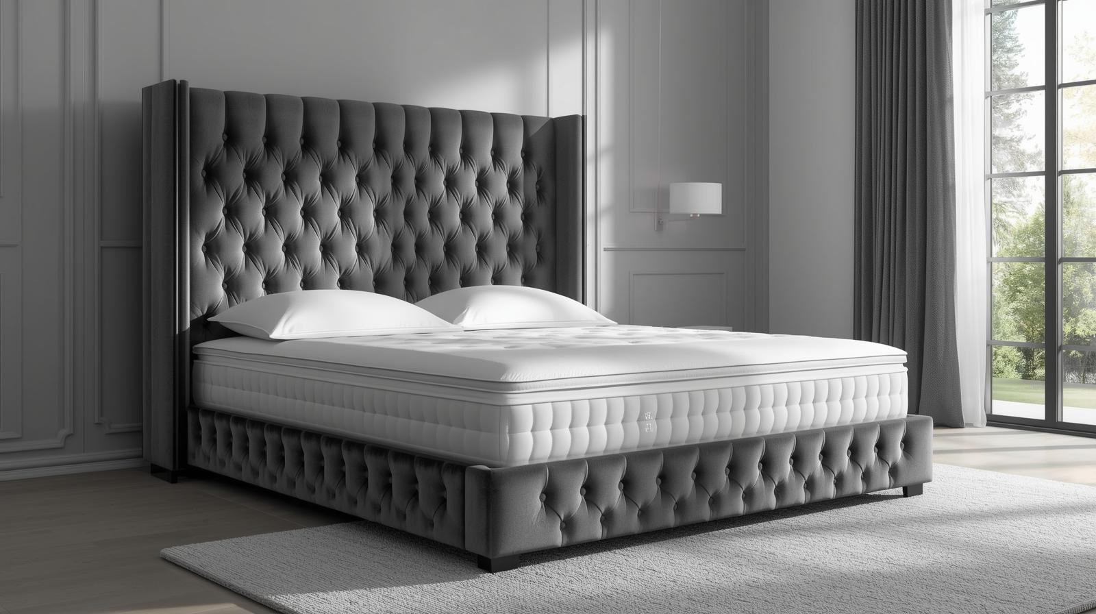 stylish ottoman queen size bed with headboard