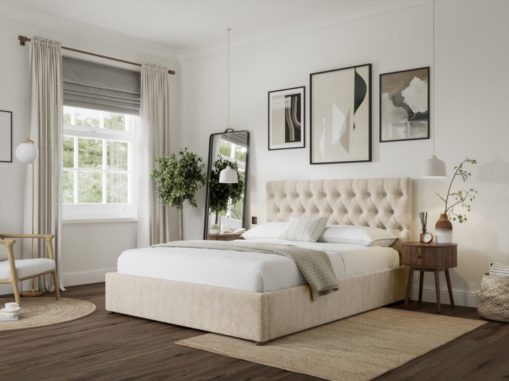 cheap modern double ottoman beds